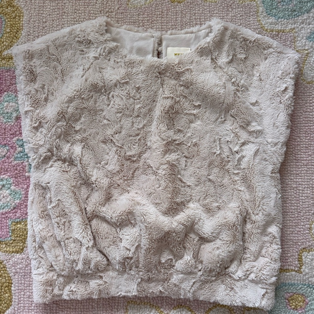 Anthropologie Maeve Fuzzy Cream Top